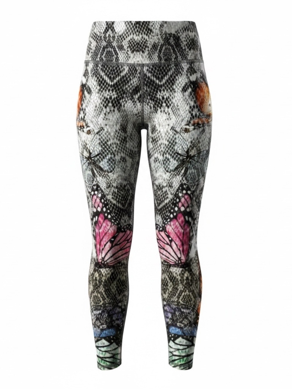 Evolution and Creation Gray Leggings with Pink Butterfly Accents